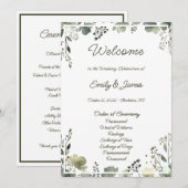 Olive Floral Wedding Programm (Vorne/Hinten)
