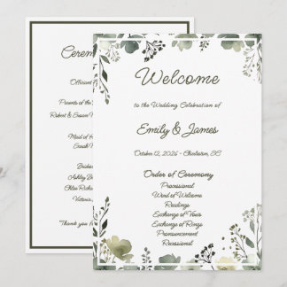 Olive Floral Wedding Programm