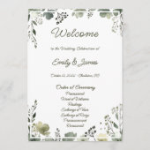 Olive Floral Wedding Programm (Vorderseite)