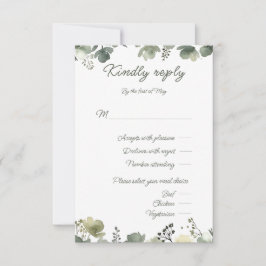 Olive Floral Wedding RSVP Karte