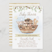 Olive Foliage Noah's Ark Boys Baby Shower Einladung (Vorne/Hinten)