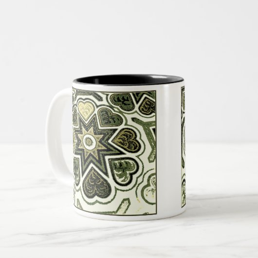 Olive Folk Art Hearts Tasse (Vorderseite Links)