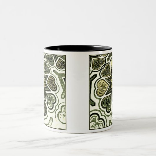 Olive Folk Art Hearts Tasse (Mittel)