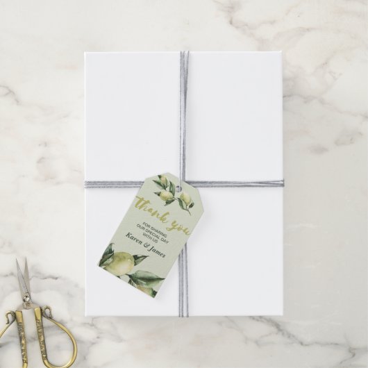 Olive Garden Wedding Toskana Vielen Dank Geschenkanhänger (Mit Garn)