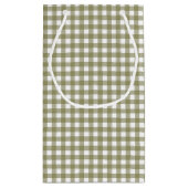 Olive Gingham Kariert Personalisiert Kleine Geschenktüte (Rückseite)