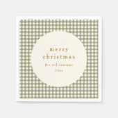 Olive Gingham Karierter Personalisierter Weihnacht Serviette (Vorderseite)