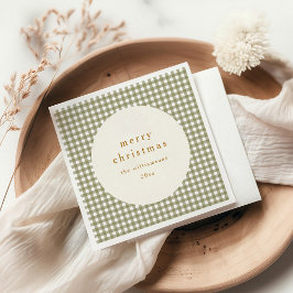 Olive Gingham Karierter Personalisierter Weihnacht Serviette