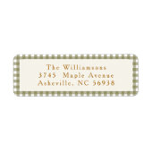 Olive Gingham Kariertes Weihnachtsrücksendezeichen (Vorne)