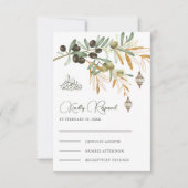 Olive Gold Branch Arabian Lantern Islamische Hochz RSVP Karte (Vorderseite)