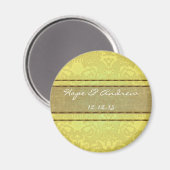 Olive & Gold Damask Hochzeitsmagnet Magnet (Vorderseite/Rückseite)