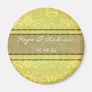 Olive & Gold Damask Hochzeitsmagnet Magnet