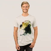 Olive Gold Tan Airbrush Paint Splash MCM Look Tri-Blend Shirt (Vorderseite voll)