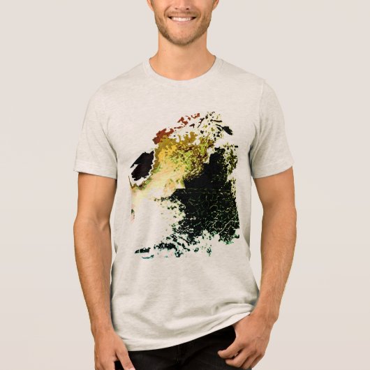 Olive Gold Tan Airbrush Paint Splash MCM Look Tri-Blend Shirt (Vorderseite)