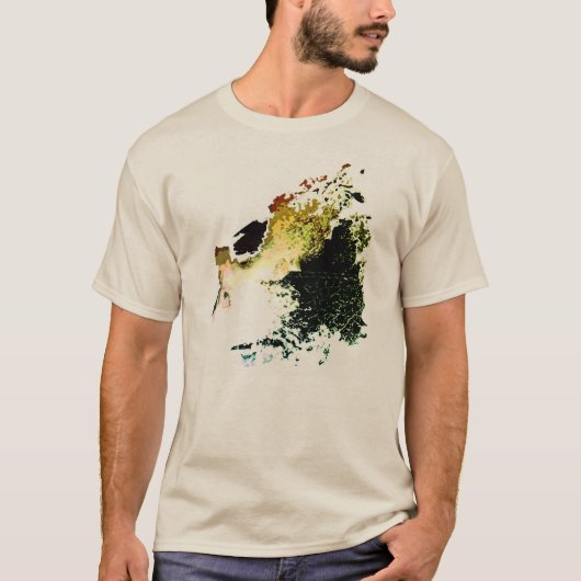 Olive Gold Tan Airbrush Splash Abstrakt Small T-Shirt (Vorderseite)
