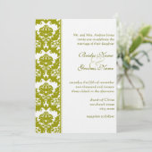 Olive Golden Limon Damask Einladungen (Stehend Vorderseite)