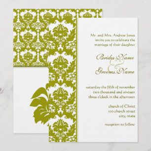 Olive Golden Limon Damask Einladungen