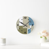 Olive-graues geometrisches Muster Runde Wanduhr (Zuhause)
