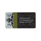 Olive Gray Damask Address Labels - Adressaufkleber (Vorne)