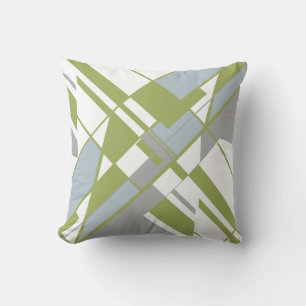 Olive Gray Shades on White Geometric Crisscross Kissen