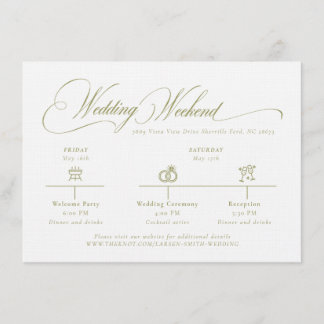Olive Gree Monogram Wedding Details Enclosure Card Begleitkarte