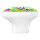 Olive Greeen Modern Paisley Monogram Initial Keramikknauf (Seitenansicht)