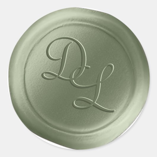 Olive Green 2 Letter Monogram Wax Siegel Stickers (Vorderseite)