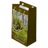 Olive green Abstrakt Art Bridesmaid Monogram Small Kleine Geschenktüte (Rückseite Schrägansicht)