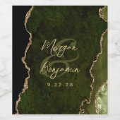 Olive Green Agate Gold Script Wedding Weinetikett (Einzelnes Label)
