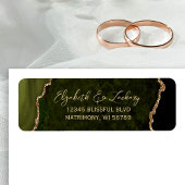 Olive Green Agate Script Wedding Rücksendeadresse