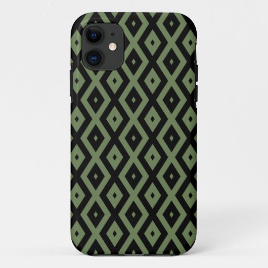 Olive green and black diamond pattern Case-Mate iPhone hülle (Rückseite)