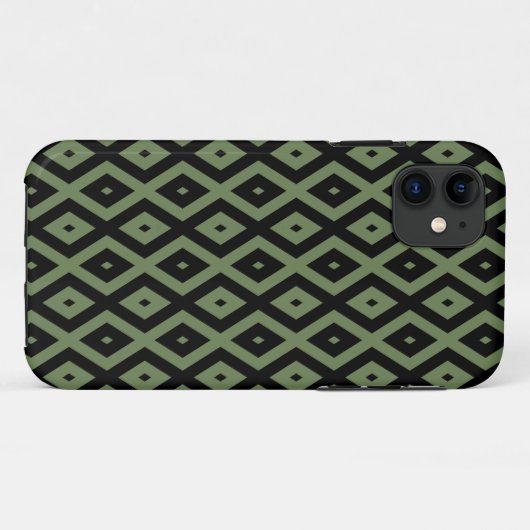 Olive green and black diamond pattern Case-Mate iPhone hülle (Rückseite (Horizontal))