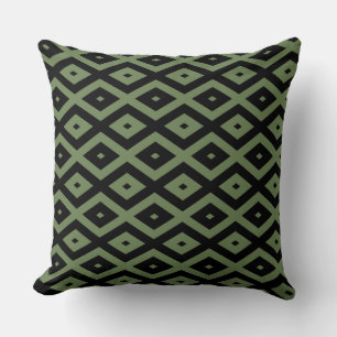 Olive green and black diamond pattern kissen