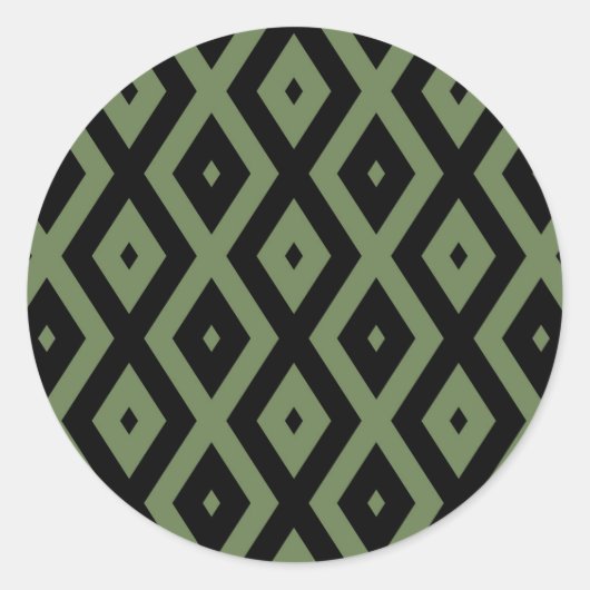Olive green and black diamond pattern runder aufkleber (Vorderseite)