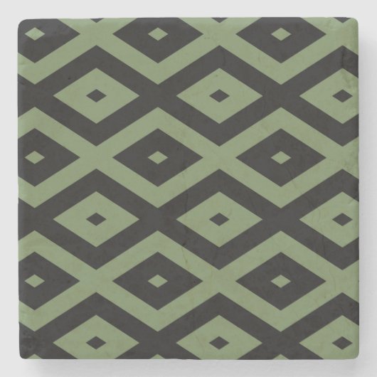 Olive green and black diamond pattern steinuntersetzer (Vorderseite)