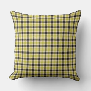 Olive Green and Black Tartan Kariert Square Pillow Kissen