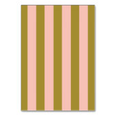 Olive Green and Blush Pink Striped Wedding Tischnummer (Rückseite)