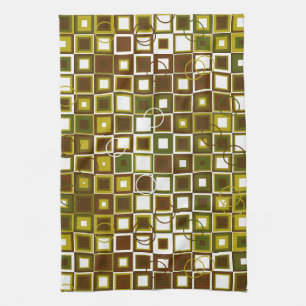 Olive Green and Brown Checkered Patered Design Geschirrtuch