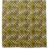 Olive Green and Brown Geometric Square Pattern Duschvorhang (Vorderseite)