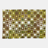 Olive Green and Brown Geometric Square Pattern Geschirrtuch (Horizontal)