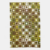 Olive Green and Brown Geometric Square Pattern Geschirrtuch (Vertikal)