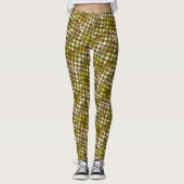Olive Green and Brown Geometric Square Pattern Leggings (Vorderseite)