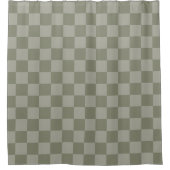Olive Green and Gray Checkered Pattern Design Duschvorhang (Vorderseite)