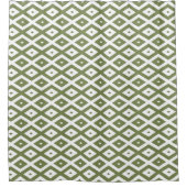 Olive green and white diamond pattern duschvorhang (Vorderseite)