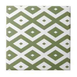 Olive green and white diamond pattern fliese