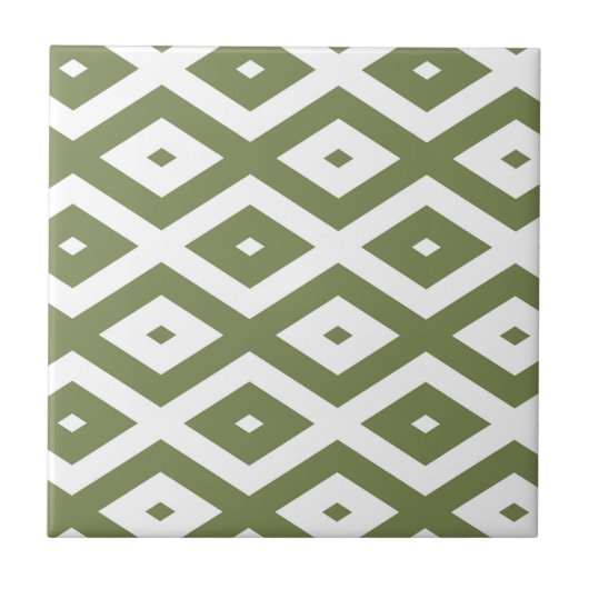 Olive green and white diamond pattern fliese (Vorderseite)