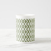 Olive green and white diamond pattern porzellantasse (Vorderseite)