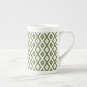 Olive green and white diamond pattern porzellantasse (Rechts)