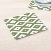 Olive green and white diamond pattern rechteckiger pappuntersetzer (angewinkelt)