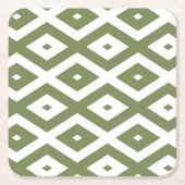 Olive green and white diamond pattern rechteckiger pappuntersetzer (Vorderseite)