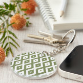 Olive green and white diamond pattern schlüsselanhänger (Vorderseite rechts)